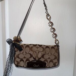 Coach Tan and Brown Signature Shoulder Bag